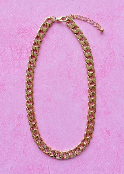 Gold chain link necklace